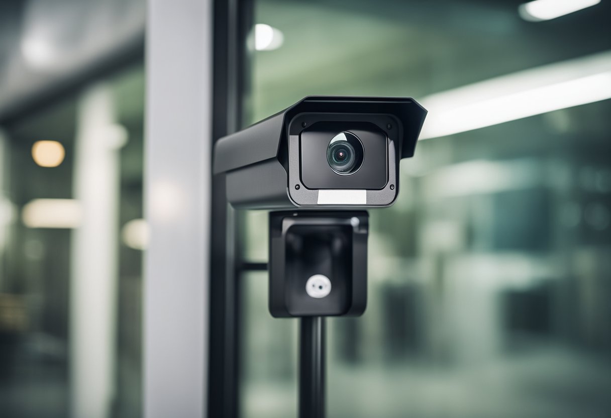 Sistemas de Detección de Intrusos 3 A physical intrusion detection system with motion sensors and cameras installed around a secure facility, alerting security personnel of any unauthorized entry